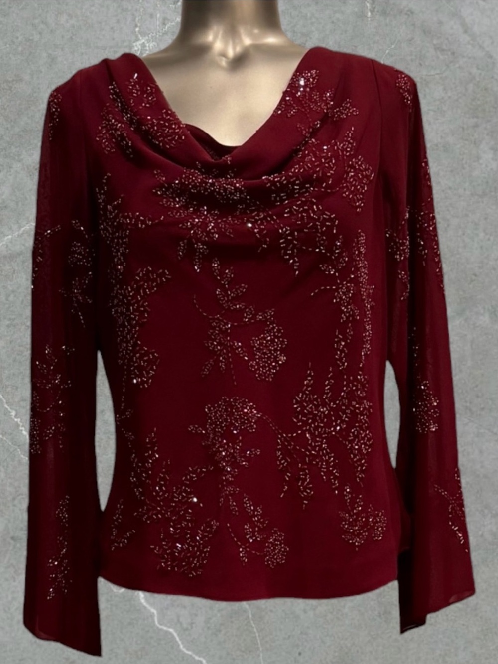 Classic Burgundy Maxi Skirt with Flared Hem - Picture 8 of 15